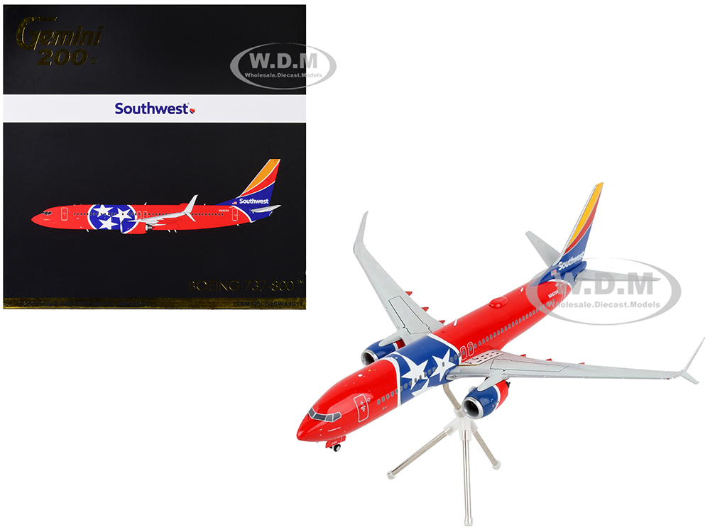 Boeing 737-800 Commercial Aircraft Southwest Airlines - Tennessee One Tennessee Flag Livery Gemini 200 Series 1/200 Diecast Model Airplane by GeminiJets