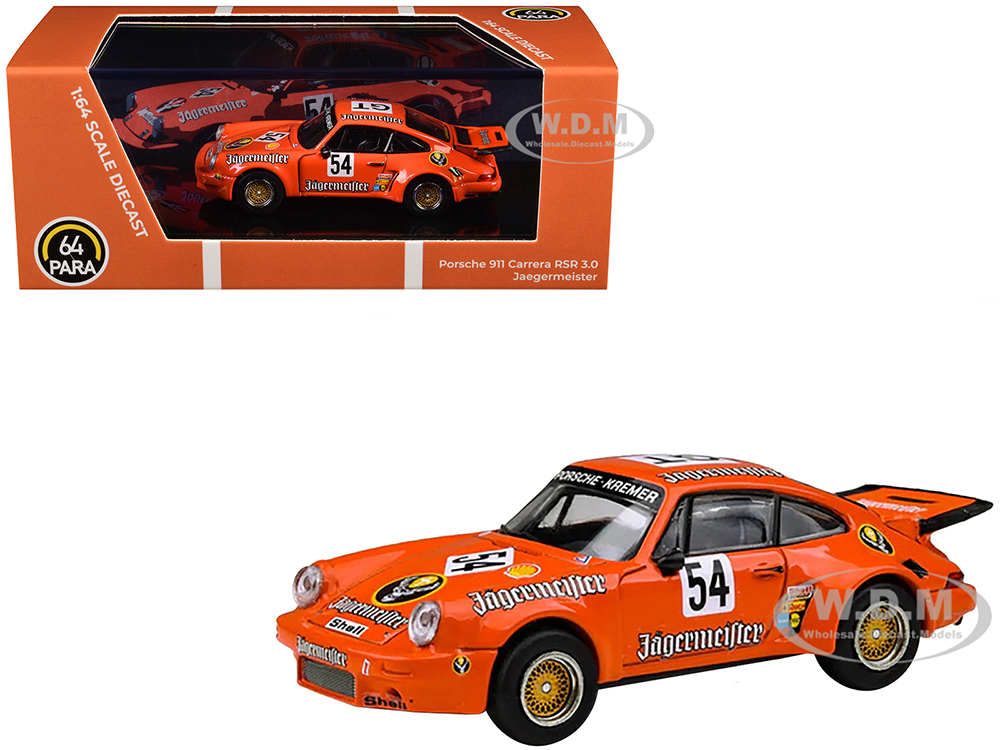 Porsche 911 Carrera RSR 3.0 54 "Jaegermeister - Kremer" Orange 1/64 Diecast Model Car by Paragon Models