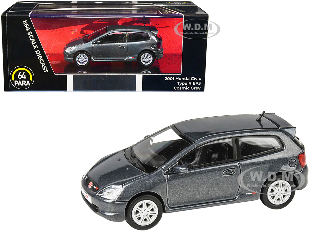 2001 Honda Civic Type R EP3 Cosmic Gray Metallic 1/64 Diecast Model Car By Paragon Models