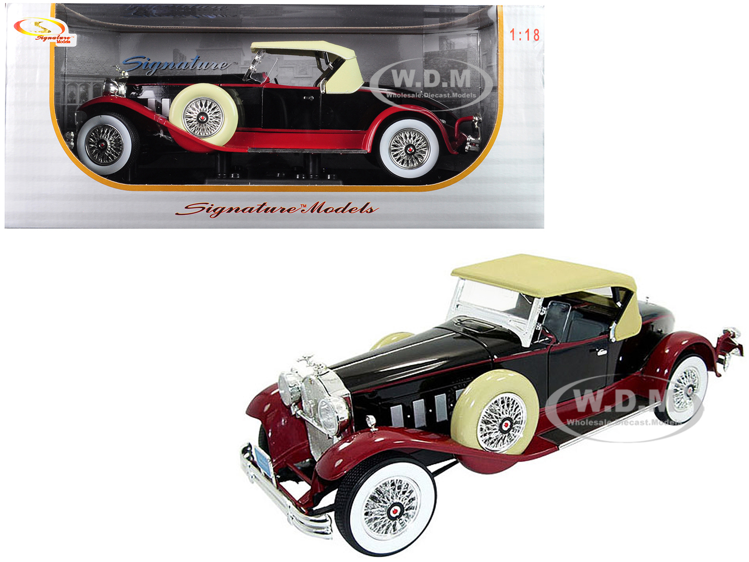 1930 Packard 734 Boattail Speedster Black 1/18 Diecast Model Car By Signature Models