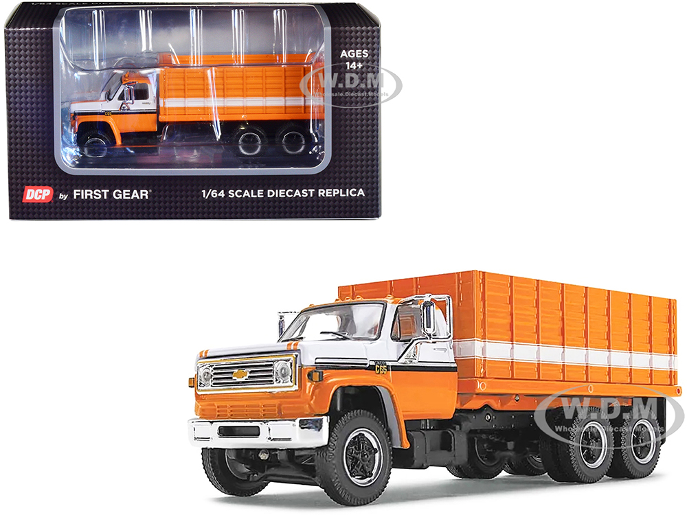1970 Chevrolet C65 Grain Truck Orange and White 1/64 Diecast Model by DCP/First Gear