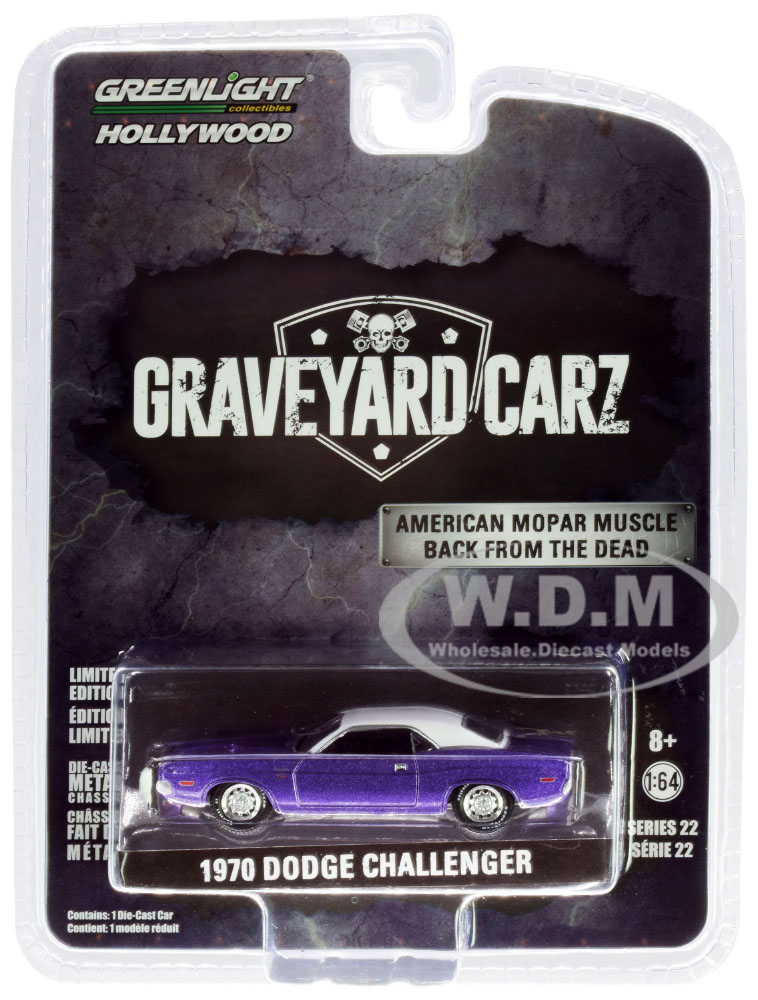 1970 Dodge Challenger Purple with White Top "Graveyard Carz" (2012) TV Series (Season 5 "Chally vs. Chally") "Hollywood" Series 22 1/64 Diecast Model