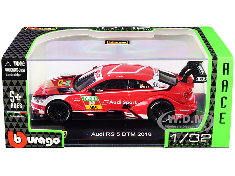 Image of Audi RS 5 33 Rene Rast DTM Deutsche Tourenwagen Masters (2018) "Race Car" Series 1/32 Diecast Model Car by Bburago