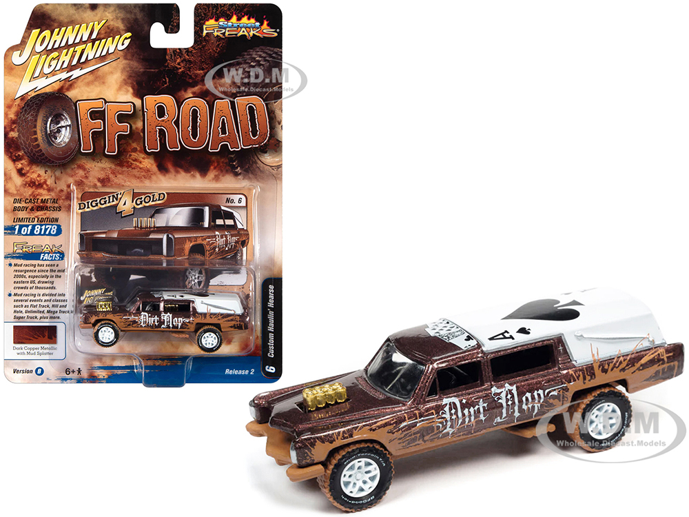Haulin Hearse Custom Dark Copper Metallic with Mud Graphics "Dirt Mop" "Off Road" Series Limited Edition to 8178 pieces Worldwide 1/64 Diecast Model