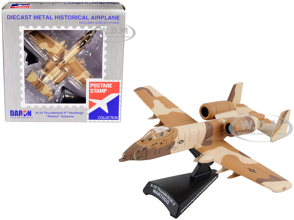 Fairchild Republic A-10 Thunderbolt II Warthog Aircraft "Peanut Color Camouflage Scheme" United States Air Force 1/140 Diecast Model Airplane by Post
