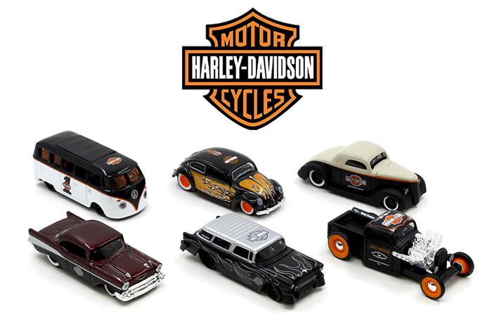 Harley Davidson Assortment Wave "1" 6 Cars Set 1/64 Diecast Model Cars By Maisto