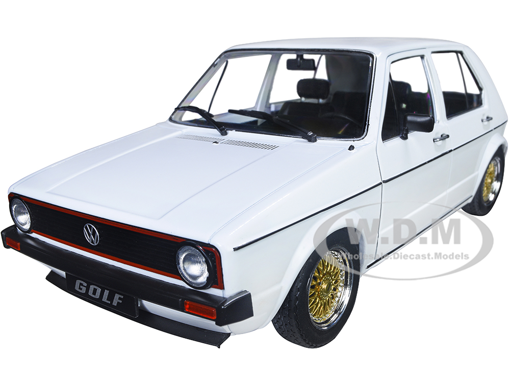 1983 Volkswagen Golf L Custom White with Gold Wheels 1/18 Diecast Model Car by Solido