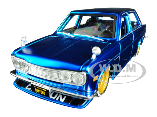 1971 Datsun 510 Matt Candy Blue With Gold Wheels "tokyo Mod" Maisto Design 1/24 Diecast Model Car By Maisto