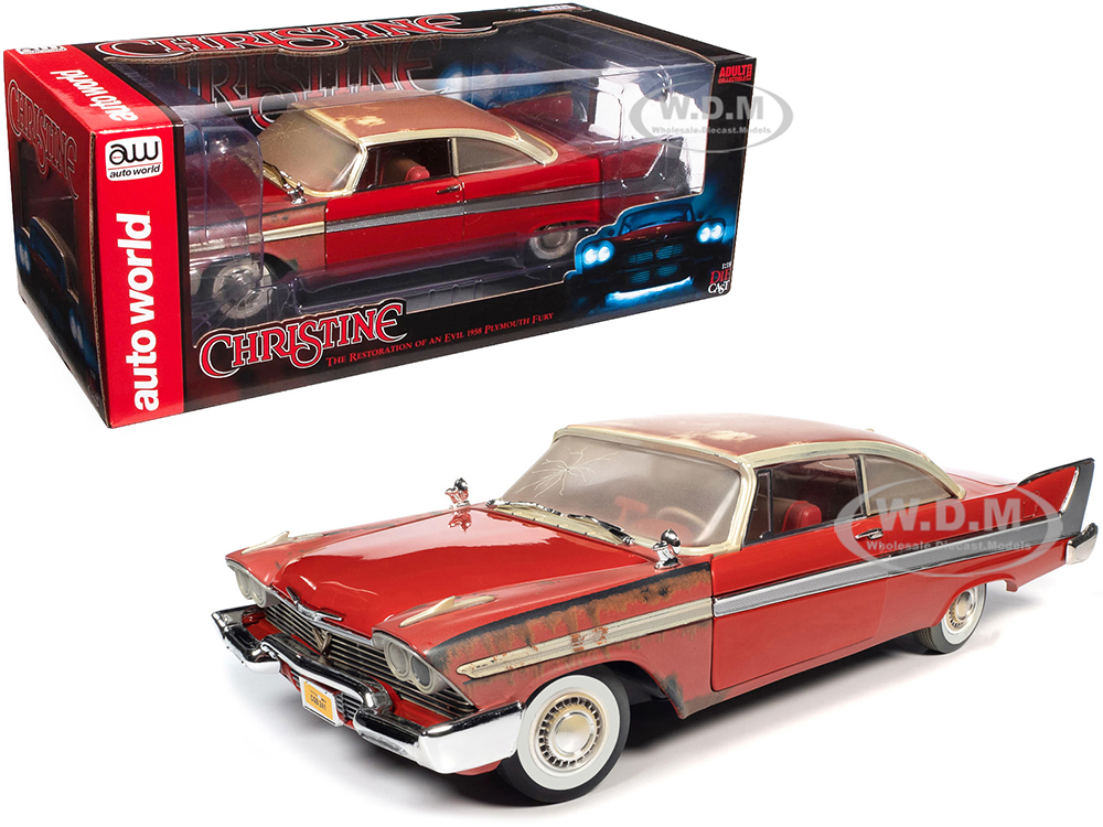 1958 Plymouth Fury Partially Restored Version Christine (1983) Movie 1/18 Diecast Model Car by Auto World