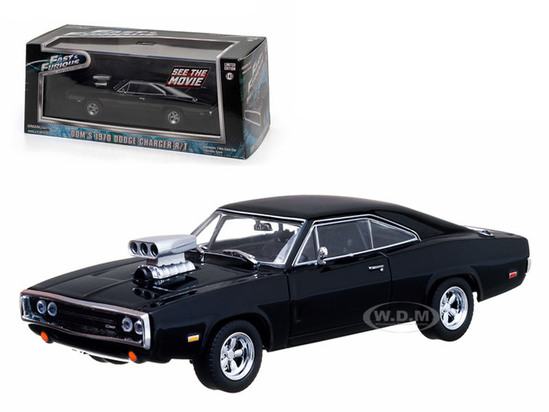 Doms 1970 Dodge Charger Black "The Fast and The Furious" Movie (2001) 1/43 Diecast Car Model by Greenlight