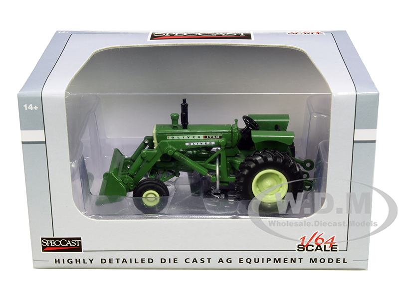 Oliver 1750 Tractor With Loader Green 1/64 Diecast Model By Speccast