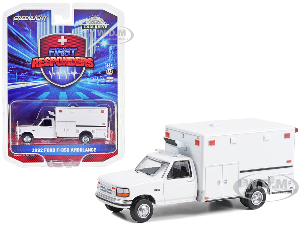 1992 Ford F-350 Ambulance White "First Responders - Hobby Exclusive" Series 1/64 Diecast Model Car by Greenlight