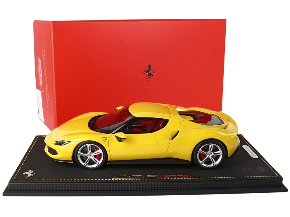 Ferrari 296 GTB Giallo Modena Yellow with DISPLAY CASE Limited Edition to 99 pieces Worldwide 1/18 Model Car by BBR