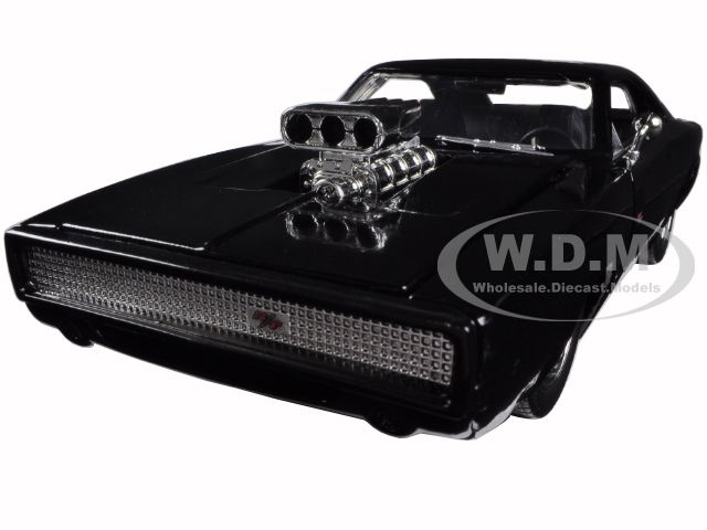 Doms 1970 Dodge Charger R/T Black "Fast &amp; Furious 7" (2015) Movie 1/24 Diecast Model Car by Jada