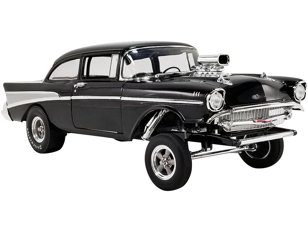 1957 Chevrolet Bel Air Gasser "Night Stalker" Black Limited Edition to 1500 pieces Worldwide 1/18 Diecast Model Car by ACME