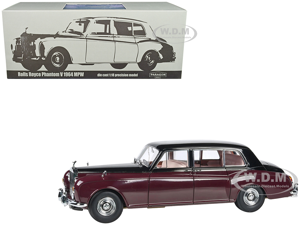 1964 Rolls Royce Phantom V Duotone Royal Garnet Red And Masons Black 1/18 Diecast Model Car By Paragon Models