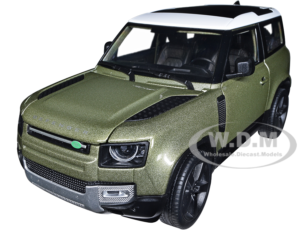2020 Land Rover Defender Green Metallic with White Top NEX Models 1/26 Diecast Model Car by Welly