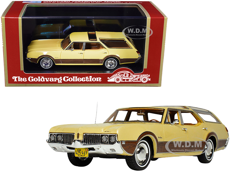 Image of 1969 Oldsmobile Vista Cruiser with Roof Rack Safron Yellow with Wood Paneling Limited Edition to 230 pieces Worldwide 1/43 Model Car by Goldvarg Coll