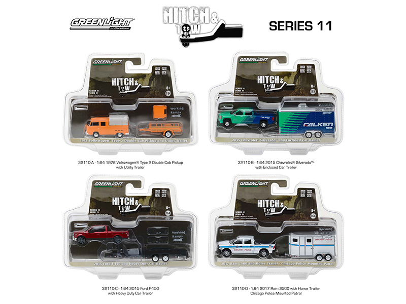 Hitch & Tow Series 11 Set of 4 1/64 Diecast Model Cars by Greenlight