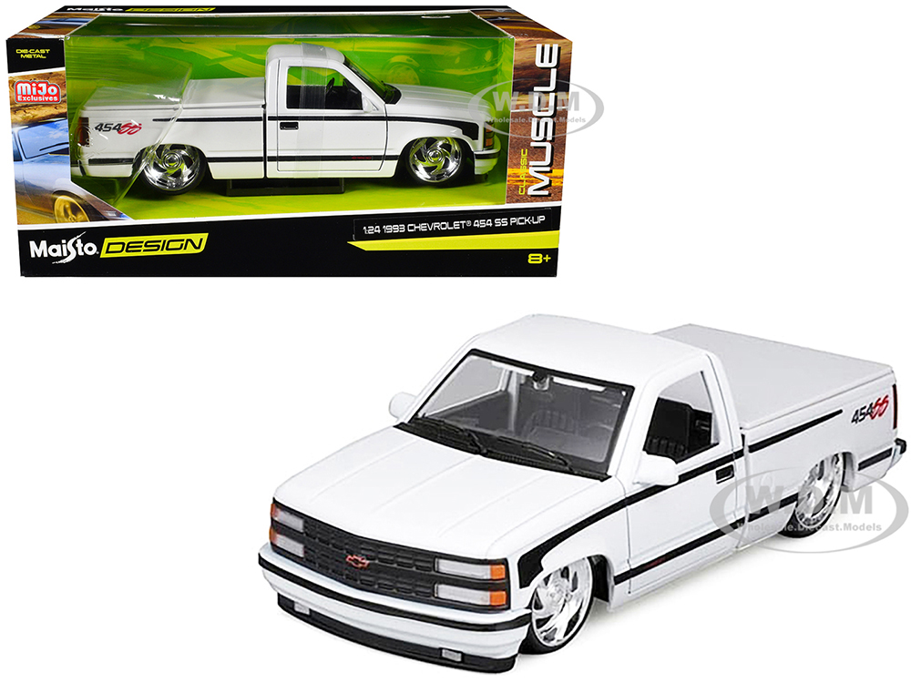 1993 Chevrolet 454 SS Pickup Truck White with Black Stripes 