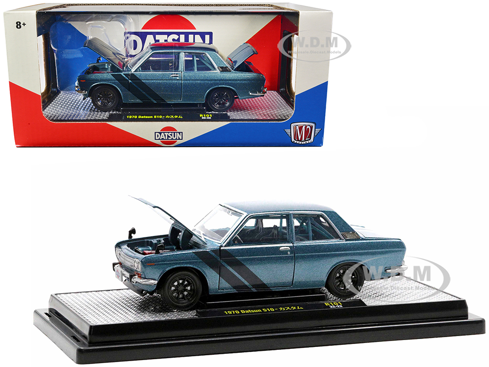 Photos - Model Building Kit Datsun 1970  510 Blue Metallic with Dark Blue Stripes Limited Edition to 38 